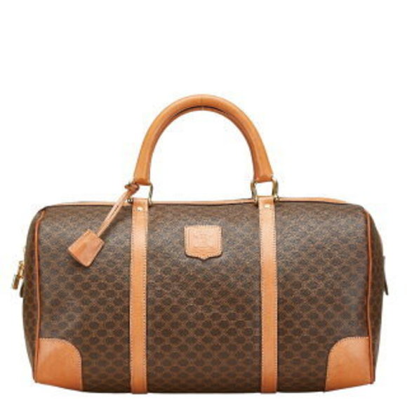 Celine Macadam Boston Travel Bag Brown Leather - Picture 1 of 8